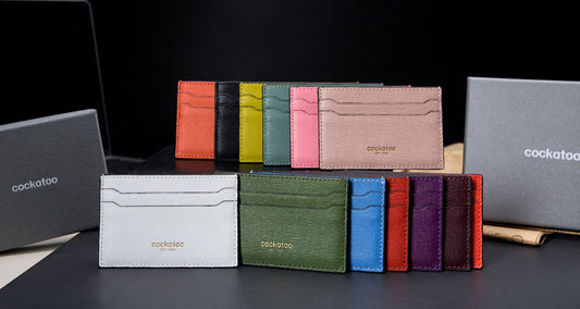 Cockatoo Saffiano Card Holder | Elegant Choice for Minimalist Living