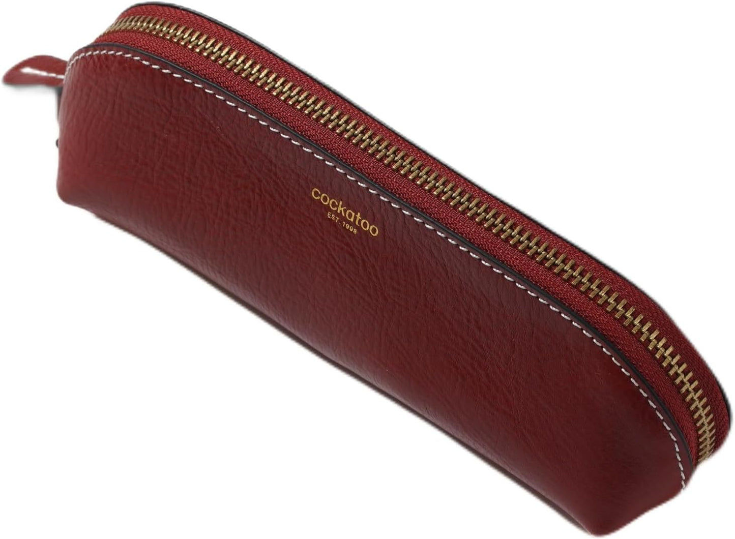 Cockatoo Genuine Leather Pencil Pouch, Accessories holder, Stationery Bag, Zippered Pen Case for Work & Office