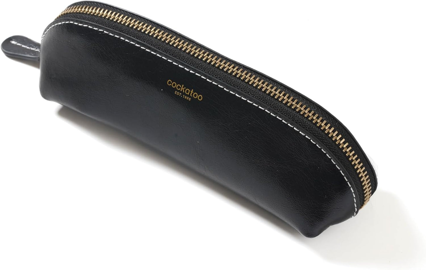 Cockatoo Genuine Leather Pencil Pouch, Accessories holder, Stationery Bag, Zippered Pen Case for Work & Office