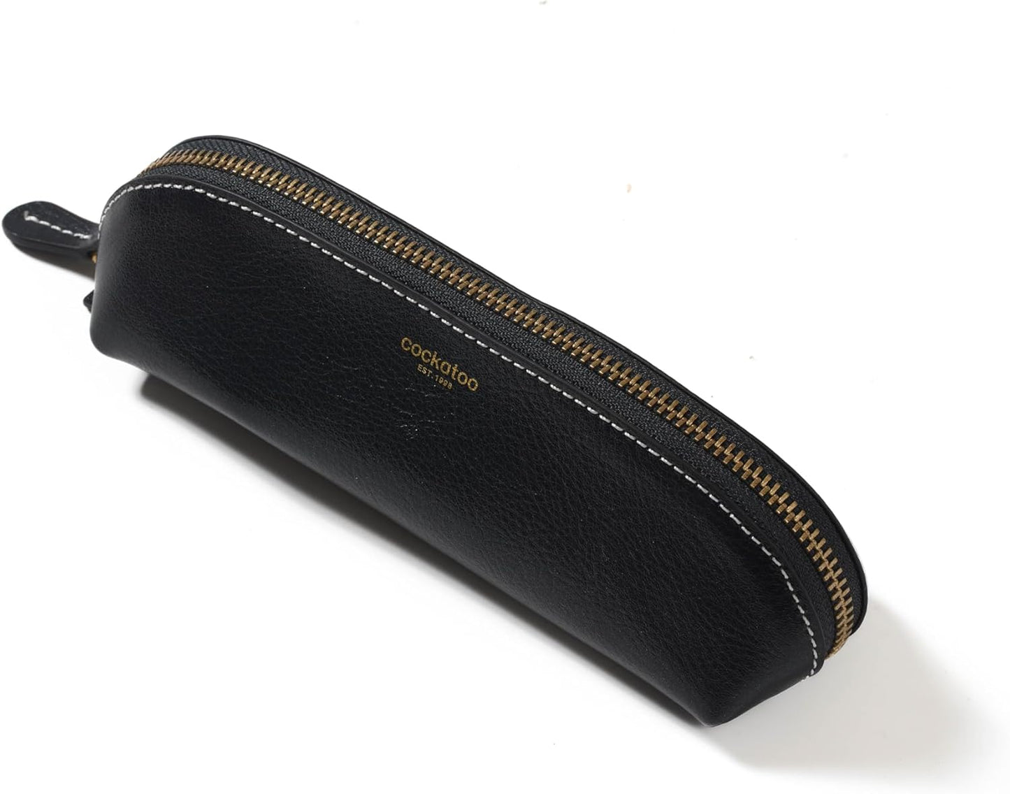Cockatoo Genuine Leather Pencil Pouch, Accessories holder, Stationery Bag, Zippered Pen Case for Work & Office