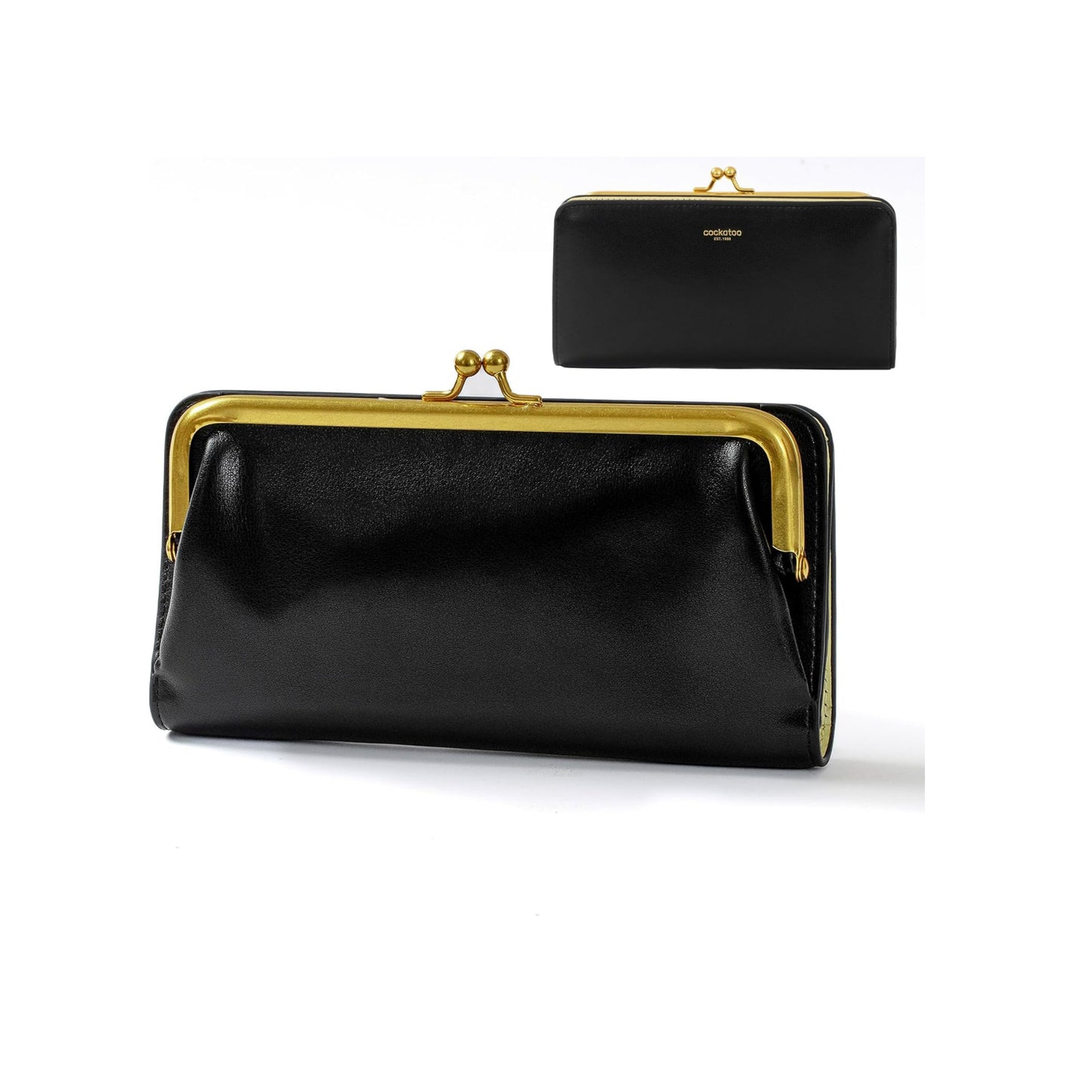 Cockatoo Women's Large Wallet, Soft Sheep Leather Bifold Ladies Wallet with Kiss Lock Coin Pocket and ID Window, Fashionable and Multifunctional