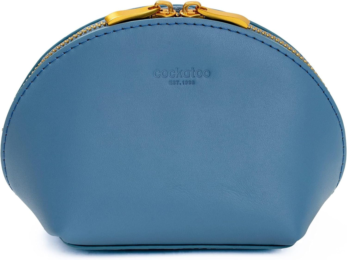 Cockatoo Makeup Bag Small Travel Cosmetic Pouch Genuine Leather Cosmetic Organizer for Women