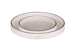 Cockatoo Faux Leather Round Tray, Decorative Coffee Tray for Ottoman, Living Room & Modern Home Decor