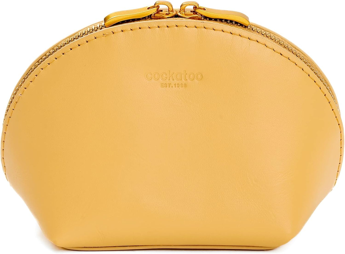 Cockatoo Makeup Bag Small Travel Cosmetic Pouch Genuine Leather Cosmetic Organizer for Women