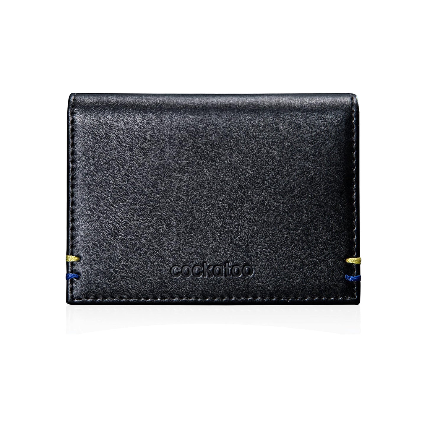 Cockatoo Business Card Case Holder for Men & Women, Genuine Leather Vertical Bifold RFID Front Pocket Wallets