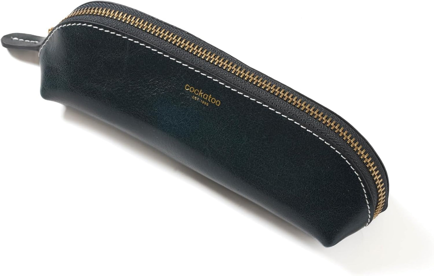 Cockatoo Genuine Leather Pencil Pouch, Accessories holder, Stationery Bag, Zippered Pen Case for Work & Office