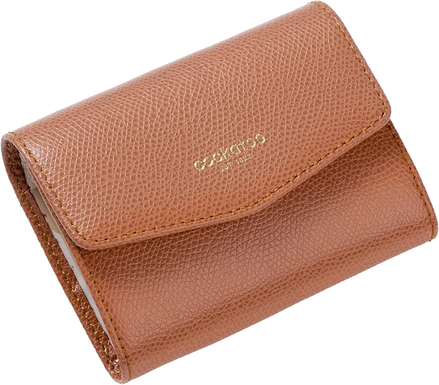 Cockatoo RFID Credit Card Holder, Genuine Leather Snap Card Case Accordion Small Wallets for Women