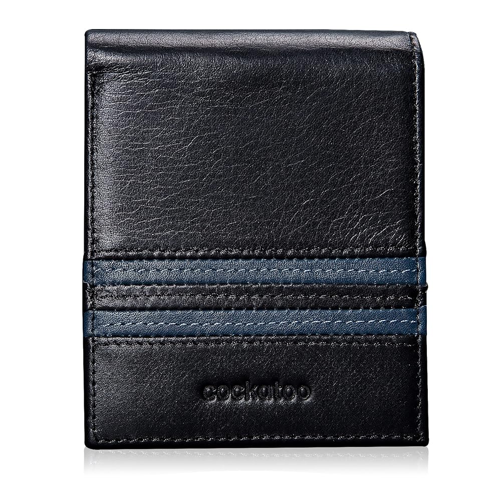 Cockatoo Business Card Case Holder for Men & Women, Genuine Leather Vertical Bifold RFID Front Pocket Wallets