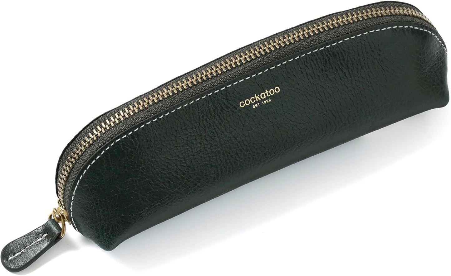 Cockatoo Genuine Leather Pencil Pouch, Accessories holder, Stationery Bag, Zippered Pen Case for Work & Office