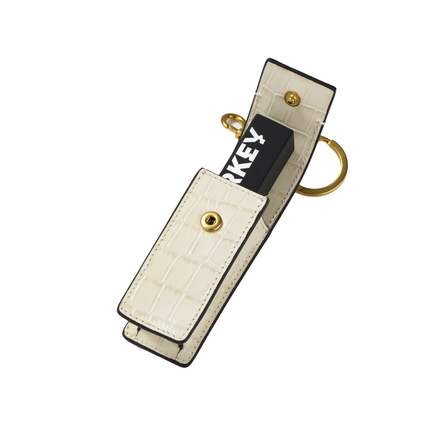 Cockatoo Snap-On Lipstick Holder Keychain, Genuine Leather Lipstick Case with Keychain, Chapstick Holder Keyring