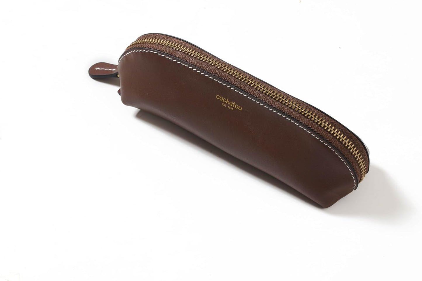 Cockatoo Genuine Leather Pencil Pouch, Accessories holder, Stationery Bag, Zippered Pen Case for Work & Office