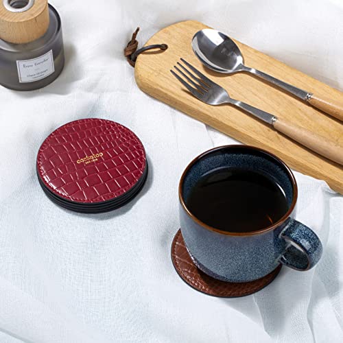 Cockatoo 6 件套皮革饮料杯垫圆形杯垫垫适用于家庭和厨房使用,保护家具免受损坏,3.75 英寸(约 9.5 厘米)(混合)