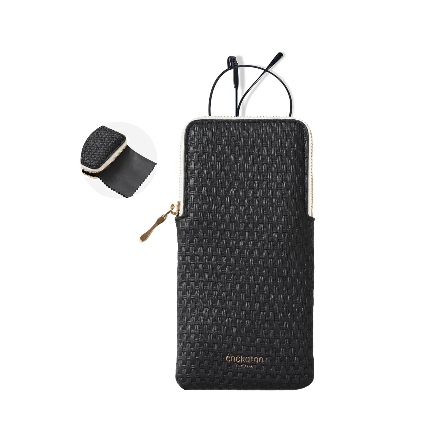 Cockatoo Portable Glasses Case, Drop-Resistant Eyewear Storage Pouch, Slim Soft Case for Sunglasses with Cleaning Cloth