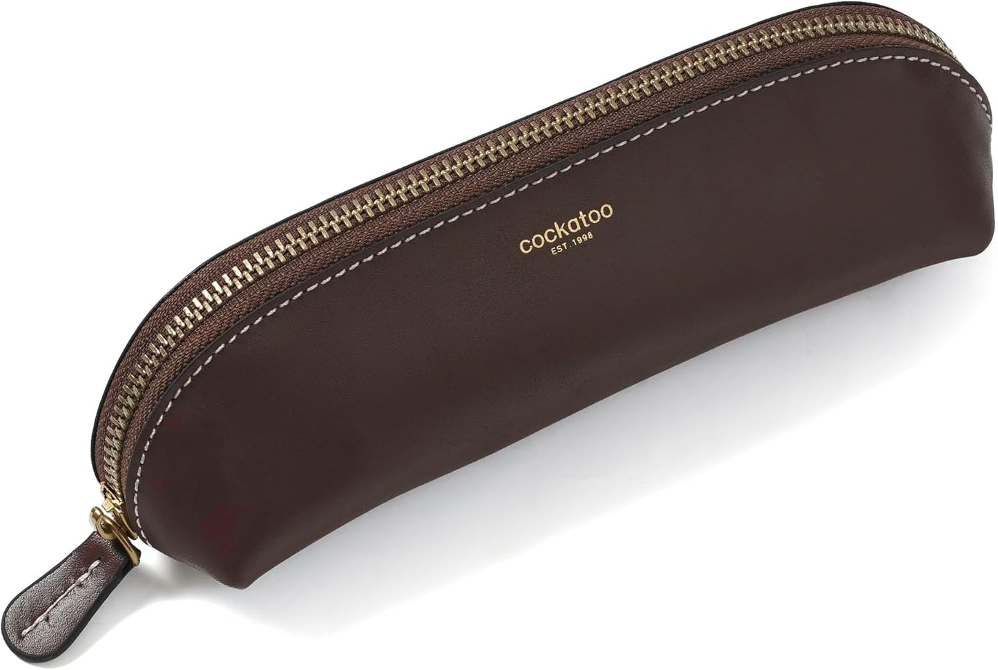 Cockatoo Genuine Leather Pencil Pouch, Accessories holder, Stationery Bag, Zippered Pen Case for Work & Office