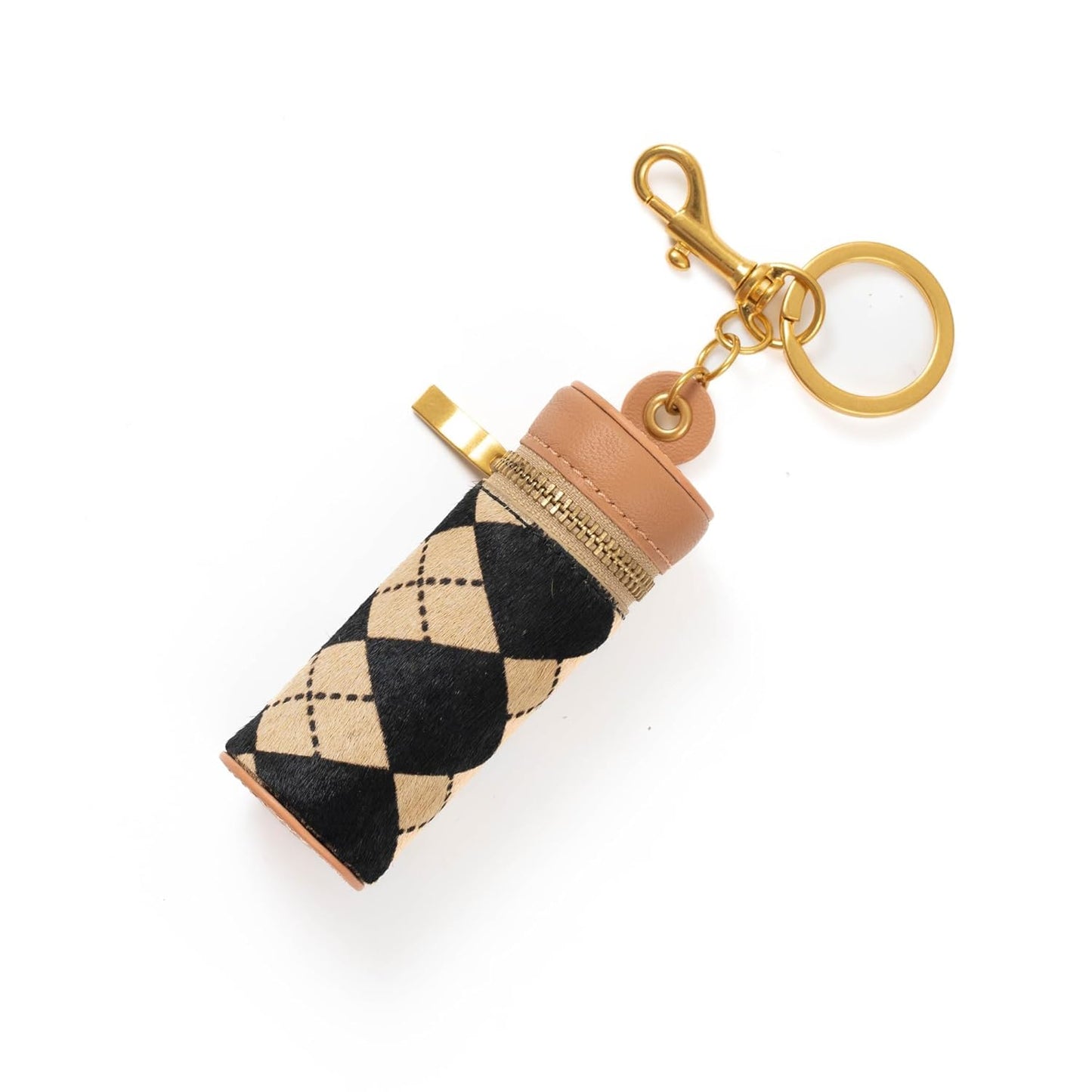 Cackatoo Genuine Leather Horsehair Lipstick Case with Keychain - Portable Travel Organizer for Lipstick and Chapstick - Stylish Key Chain Accessory for Women