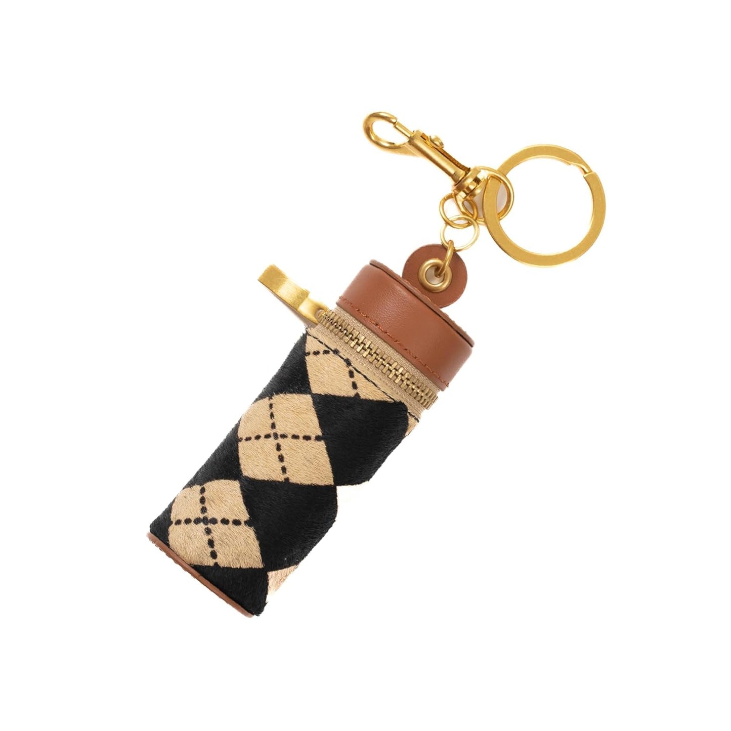 Cackatoo Genuine Leather Horsehair Lipstick Case with Keychain - Portable Travel Organizer for Lipstick and Chapstick - Stylish Key Chain Accessory for Women