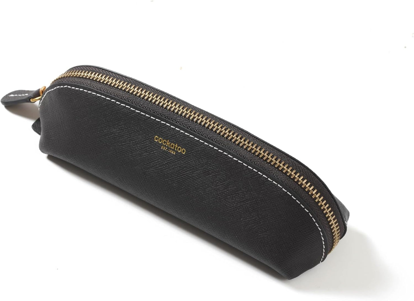 Cockatoo Genuine Leather Pencil Pouch, Accessories holder, Stationery Bag, Zippered Pen Case for Work & Office
