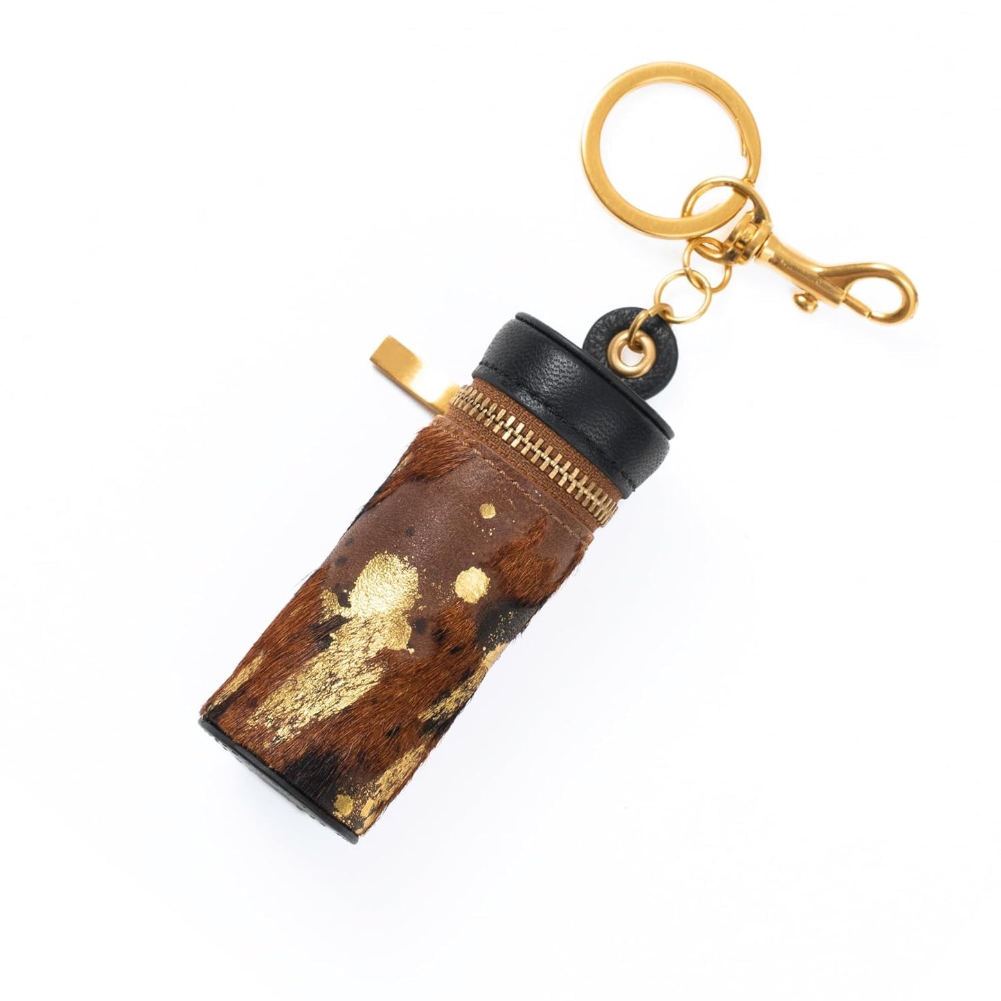 Cackatoo Genuine Leather Horsehair Lipstick Case with Keychain - Portable Travel Organizer for Lipstick and Chapstick - Stylish Key Chain Accessory for Women