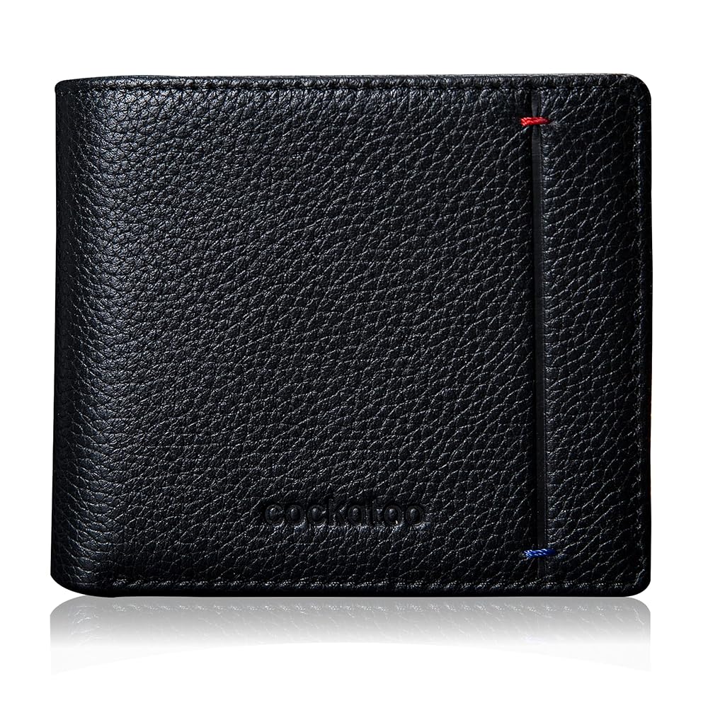 Cockatoo Business Card Case Holder for Men & Women, Genuine Leather Vertical Bifold RFID Front Pocket Wallets
