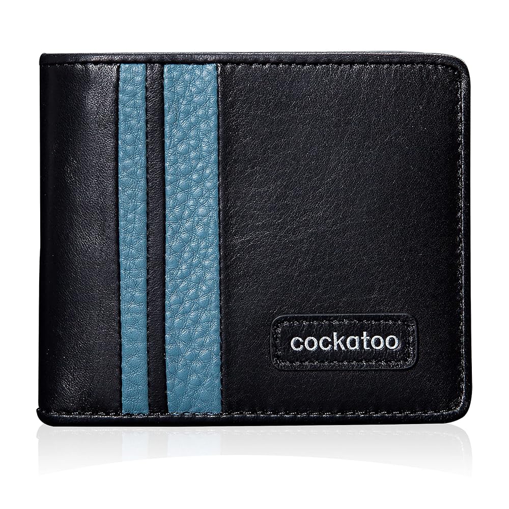 Cockatoo Business Card Case Holder for Men & Women, Genuine Leather Vertical Bifold RFID Front Pocket Wallets