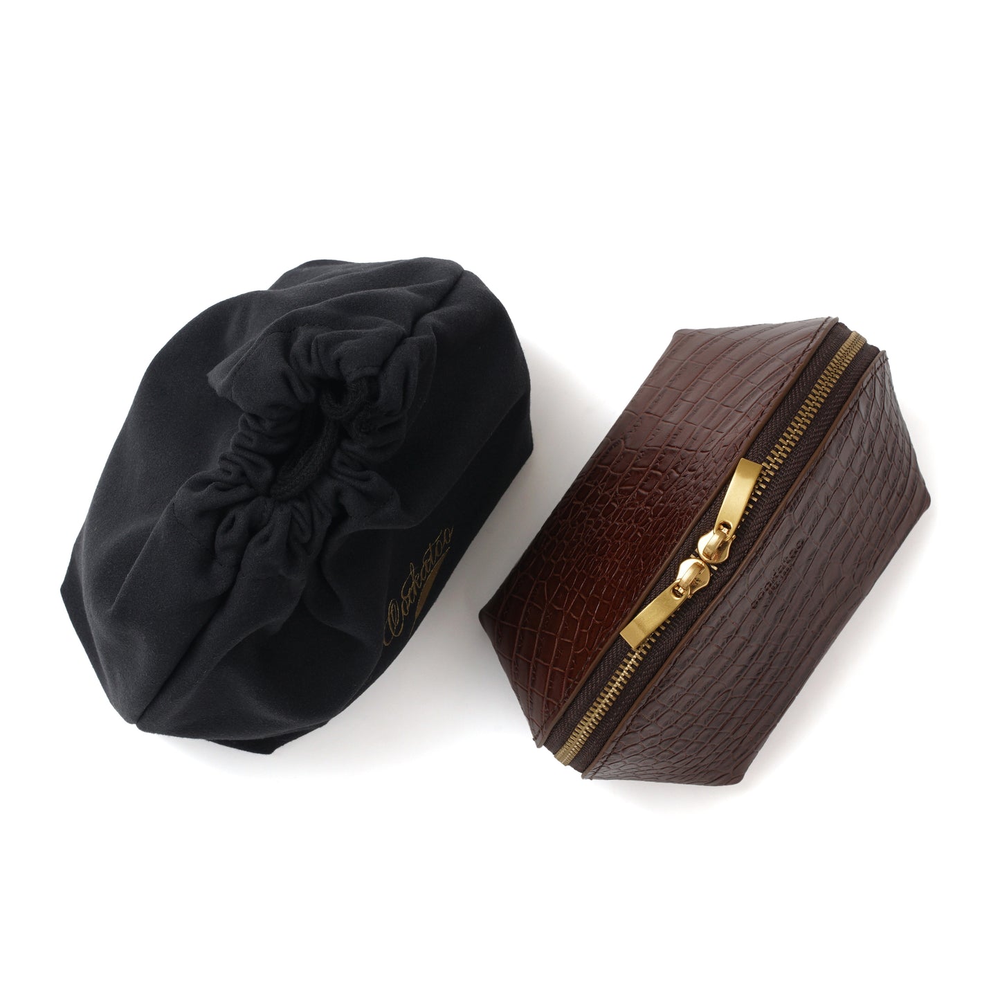 Cockatoo Makeup Bag Small Travel Cosmetic Pouch Genuine Leather Cosmetic Organizer for Women