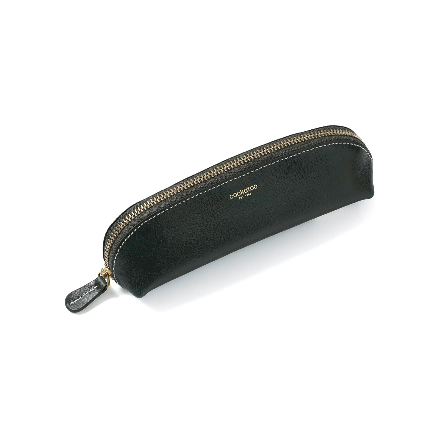 Cockatoo Genuine Leather Pencil Pouch, Accessories holder, Stationery Bag, Zippered Pen Case for Work & Office